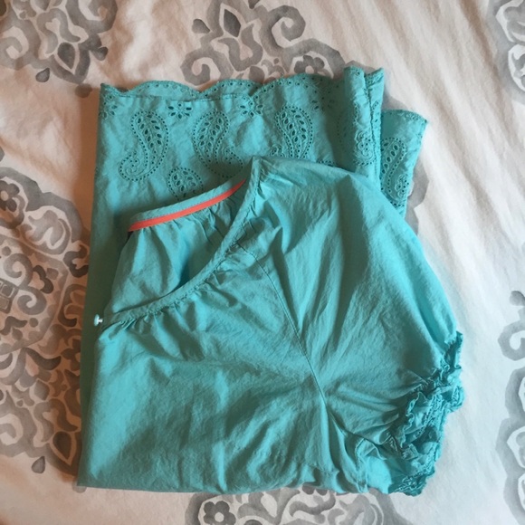 NWOT: Tommy Hilfiger Aqua Blue Embroidered Blouse - Picture 7 of 8